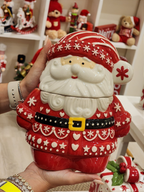 Pote decorativo com tampa Papai Noel 21cm