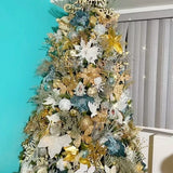 Árvore Blue Serenity Dourada & Branca Luxo 2,00m