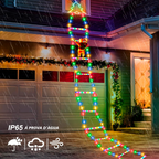 Papai Noel Subindo a Escada com Luzes LED – Decoração Natalina Encantada