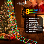 Papai Noel Subindo a Escada com Luzes LED – Decoração Natalina Encantada